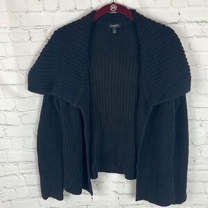 Talbots Black Chunky Wide Collar Cardigan Size Medium PETITE
